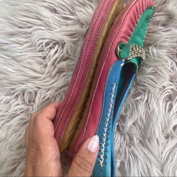 Vintage Zodiac Pink Blue Green Rhinestone Loafers - Picture 11 of 12